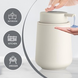 zuxzmj Liquid Hand Soap Dispenser Plastic 11 oz Refillable Soap Bottle for Bathroom & Kitchen Countertops Modern Matte Beige