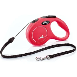 FLEXI New Classic Retractable Dog Leash (Cord), Ergonomic, Durable and Tangle Free Pet Walking Leash for Dogs Up to 26 lbs, 16 ft, Small, Red