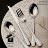 VIVANI 16 Piece Heavy Silverware Set for 4, Forged Stainless