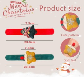 POPOYU Grid Fabric Christmas Slap Bracelets Xmas Slap Bands Toys,Furry Slap Bands Toys for Birthday Party Favor Christmas Birthday Gift Fillers