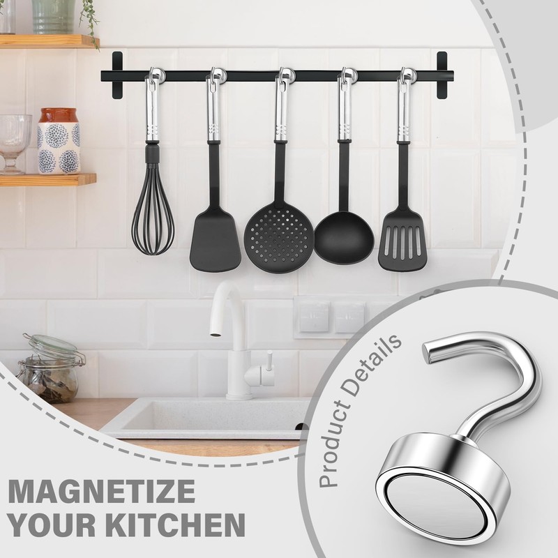 Niuknow 20Pack Heavy Duty Magnetic Hooks, 25 lbs Strong Neodymium
