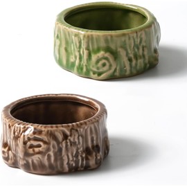 Kelivi Hamster Food Bowl, 2 Packs Ceramic Tree Hamster Bowls Guinea Pig Food Dish Water Bowls for Gerbil Mouse Chinchilla Hedgehog