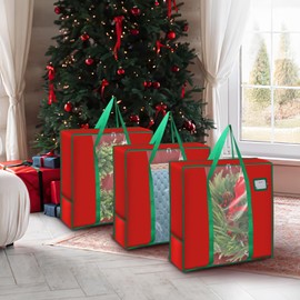 26 In Wreath Storage Bag 3 Packs, 600D Oxford Cloth Wreath Storage Container, Wreath Storage Box for Spring Summer Christmas Wreath Decorations or Clothing Blanket Comforters Bed Sheets Pillows