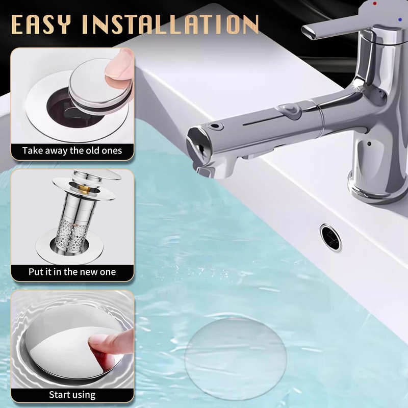 1 PCS Pop Up Drain Strainer, Stainless Steel Kitchen Sink