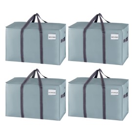 VENO 4 Pack Heavy Duty Moving Bags, Extra Large Storage Bags with Reinforced Handles & Strong Zippers, Foldable & Reusable Moving Box Alternative for Clothes & Dorm Storage