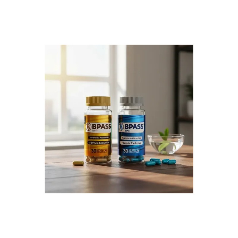 Kit Bpass Dorado Y Azul 30 Caps Bpri Suplemento Antes