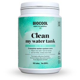 Biocool Fresh Water Tank Cleaning Tablets - Powered by OxyTech Active Oxygen Technology | Biofilm Removal & System Hygiene | Chlorine-Free Alternative | 50 Tablets for up to 200 L