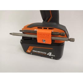 Side Mounted MAGNETIC Bit Holder for Makita 18V, Ryobi 18V, Ridgid or Bosch - Drills, Drivers, Impacts (Orange) - Galactic Gadgets