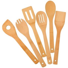 Bamboo Wooden Spoons for Cooking 6 Pcs,Non-Stick Wooden Kitchen Utensils Set,Natural and Durable Wooden Spatula Spoons for Non-Stick Pan for Cooking (Wood Color, One Size)