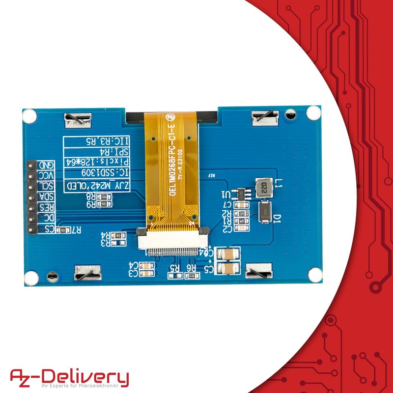 AZDelivery 2.42 Inch 128X64 OLED Display Module SPI - 2.42