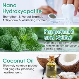 150 Tablets Chewable Toothpaste Tablets, Sensitive Toothpaste Tablets Peppermint Flavored Strengthen Teeth, Flouride & Plastic Free, Nano Hydroxyapati