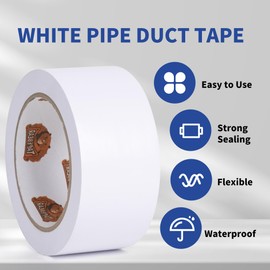 TAPEBEAR Corrosion Protection Pipe Tape, Pipe Wrap Tape for Drain Pipe, Metal Electrical Outdoor Underground Pipe, Waterproof PVC White Tape, Duct Anti-Corrosion and Protection, 2Inch x 33Yard
