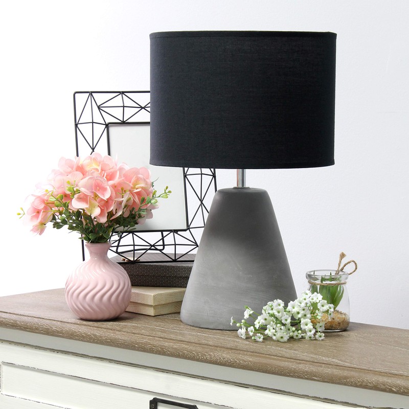 Simple Designs LT2059-BLK Pinnacle Concrete Table Lamp, Black