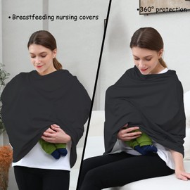 Multi-use Nursing Cover Car Seat Covers for Babies - Breastfeeding Cover Carseat Canopy Cover (Black Print)
