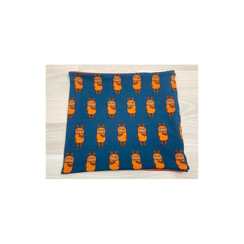 Schal aus Baumwolljersey mit der Maus auf dunkelblau, verschiedene Formen: