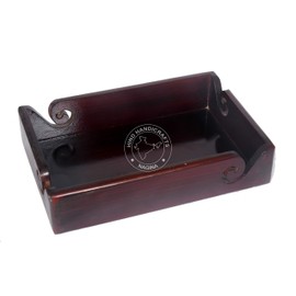 Portable 4-Way Yarn Bowl Solid Dark Hardwood Handmade Knitting Crochet Bowl 12" x 8" x 2.5" Brown