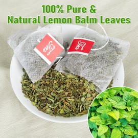 Lemon Balm Tea, 100% Pure & Natural Lemon Balm Leaves Herbal Tea Bags, Promotes Relaxation & Aid In Digestion, Caffeine Free, Non-GMO, Additives Free （1 Pack/100 Bags)