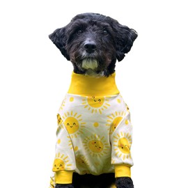 Spark Paws Dog Pajama, Ultra-Soft and 4-Way Stretch, Recovery-Suit PJ Onesie for Small, Medium and Large Breeds - Sunshine - S