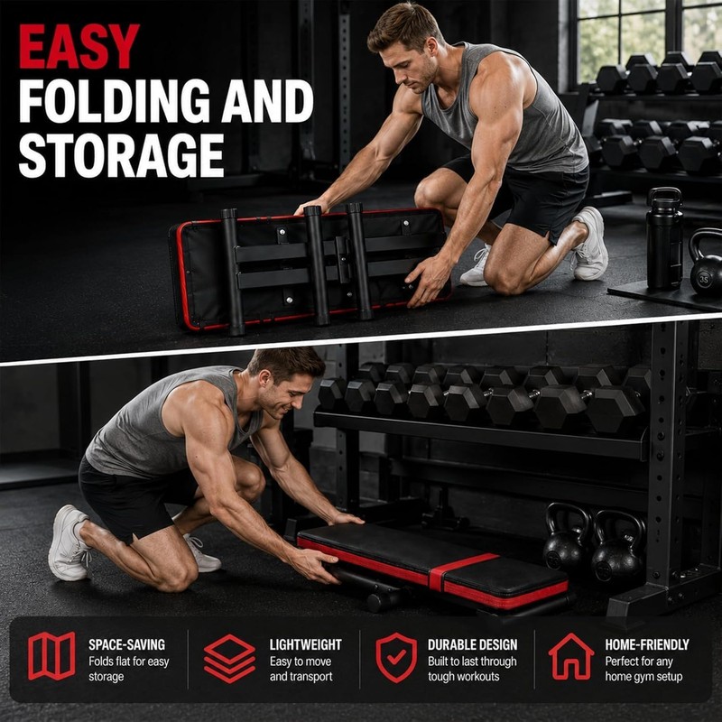 iMustech Flat Weight Bench Foldable Workout Bench 618LB Capacity for