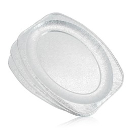 JLNGTHONG 10 Pack Large Aluminium Foil Trays (35x24cm) - Tin Foil Trays Containers for Cooking, Baking, Broiling, Roasting, BBQ, and Party,Reusable Serving Platter Set