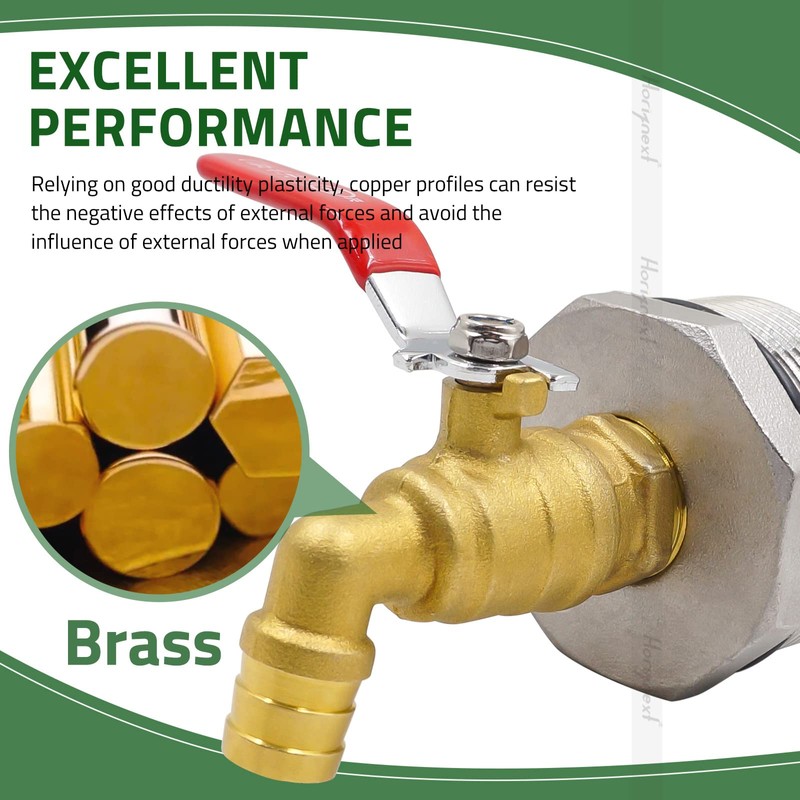 Rain Barrel Spigot Kit, 2 in Fine-Thread Adapter, Brass Valve