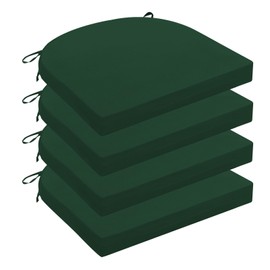 Wellsin Outdoor Chair Cushions for Patio Furniture, 3-Year Color Fastness Patio Chair Cushions Set of 4, Water Resistant Round Corner Outdoor Seat Cushions 17"X16"X2", Forest Green