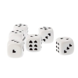WeLoveDice - Dice White with Black Hearts - Made in Germany - Pack of 6