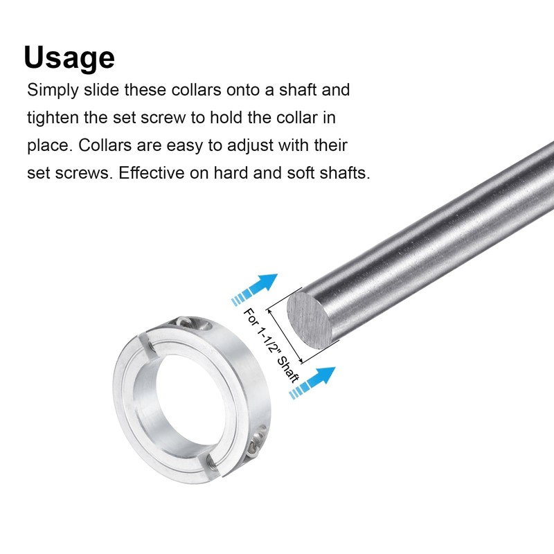 sourcing map Double Split Clamp-On Shaft Collar for 1-1/2" Shaft,