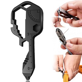 Key Tool | 24 in 1 Multifunctional Outdoor Key | Outdoor Camping | Outdoor Basics | Suitable for Outdoor Emergency Survival Tools (Stainless Steel, Black)