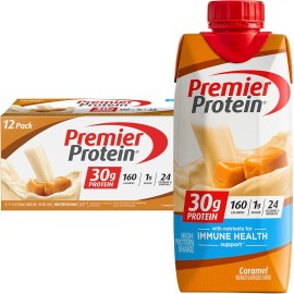 Premier Protein Shake Caramel 30g Protein 1g Sugar 24 Vits Minerals 11oz 12-Pack