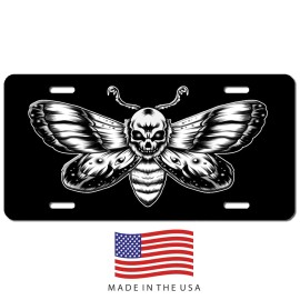 Mako death moth White & Black vanity aluminum vehicle license plate car truck SUV tag