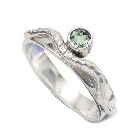 SILVERTROVE Grün Amethyst-Edelstein-Bandring, Sterlingsilber, ring für Männer und Frauen, Bandring in allen Größen, Schmuck CRG1076AL8_(54 (17.2))