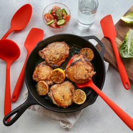 GIR: Get It Right - 5 Piece Essentials All Purpose Set - Ladle, Spatula, Flip, Spoon & Spoonula, Non-stick, Heat Resistant, Dishwasher Safe, Kitchen Utensils, Baking Supplies - Royal Blue