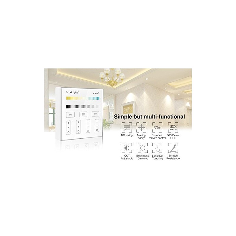 LIGHTEU®, Milight Miboxer DC3V Smart Panel Remote Control 4 Zones