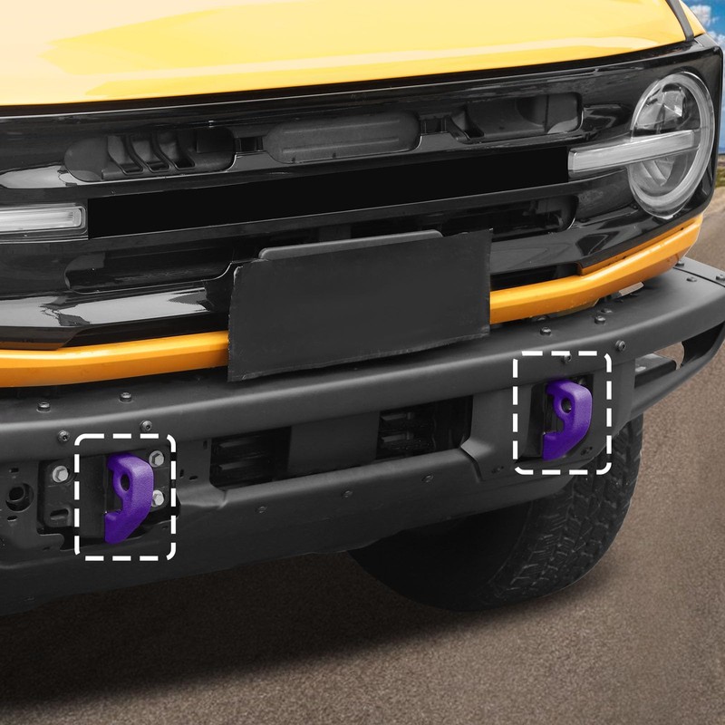 Jimen Fit for Ford Bronco 2021-2024, 2PCS Front Bumper Tow