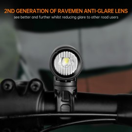 RAVEMEN CR1000 Bike Light 1000 Lumens with T-Shaped Beam for Night Riding, Bike Front Light with IPX6 Waterproof Aluminum Housing, Rubber Strap Mount