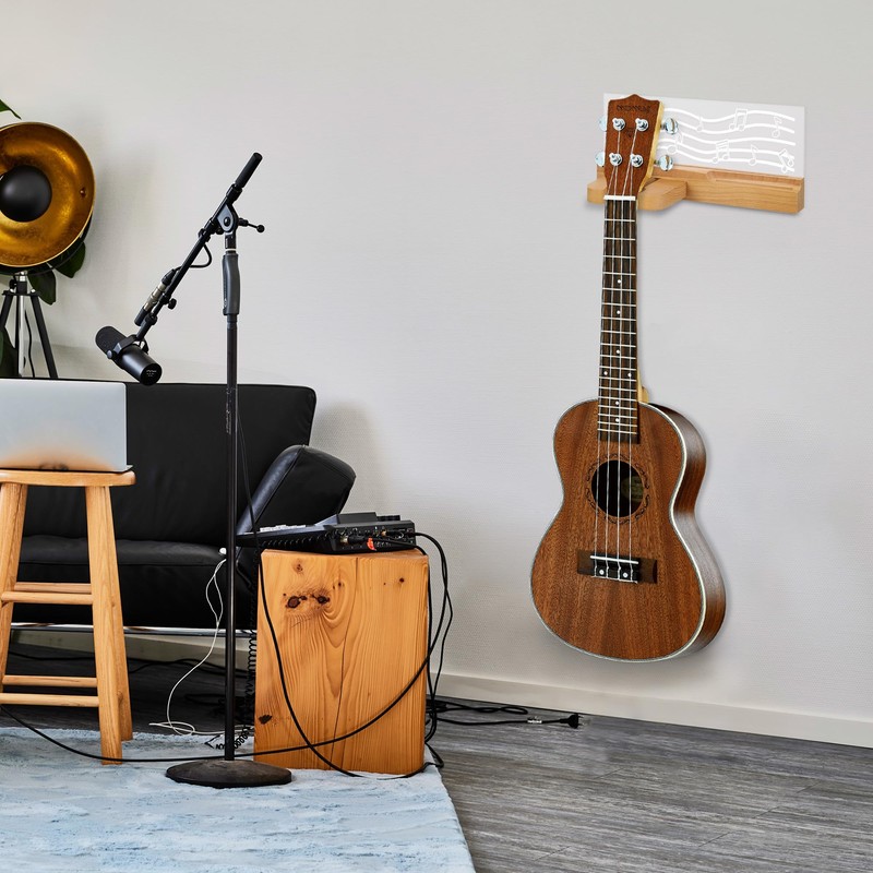 JIZZU Guitar Wall Mount, USB Powered LED Luminous Wooden Guitar