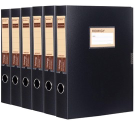 Hoiwigy Storage Folders Box 6Pack for A4 Paper, Plastic File Boxes with Lids, Size 31×4×24 cm File Folder Organizer for Office School Home (6Pack-40mm-Black)