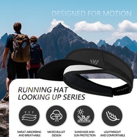 Adjustable Mens Womens Leisure Golf Sun Visor with UPF 50,Breathable Lightweight Sports Sun Visor Hat with wide sweatband (Black, 54-66cm)