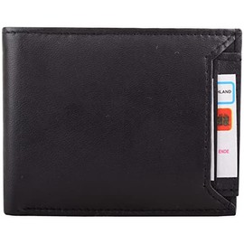 Mens Soft Nappa Leather Bi-Fold RFID Wallet with Removable Card Case - Black