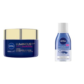 NIVEA Cellular Luminous630 Anti-Manchas Crema facial Reparadora de Noche para Mujer (50 ml), Enriquecido + Desmaquillante facial Bifásico de Ojos (125 ml)