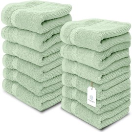 Luxury Cotton Towels - Large Hotel Spa Bathroom Face Towels - Colour: Lt Green