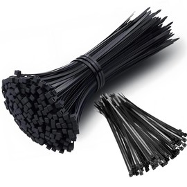 Zip Ties Heavy Duty, Black Cable Ties, Self-Locking Big Cable Ties, Wide Plastic Ties, Long Cable Wire Tie Wraps, 100 pcs 6inch Black Cable Zip Ties + 100 Pcs 12 inch Black Cable Ties