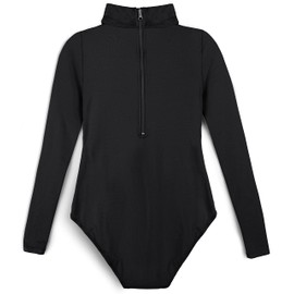 Tegmk Girls' Team Basic Turtleneck Long Sleeve Leotard with Durable Snaps, Front Lining, Zipper Back(6039-06-XXL)