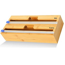 YDFYX Foil and Plastic Wrap Organizer, 2 in 1 Wrap Dispenser with Cutter, Bamboo Roll Organization Storage Holder, Aluminum Foil, Wax Paper, Parchment Paper,Tin Foil Dispenser for Drawer (2in1)