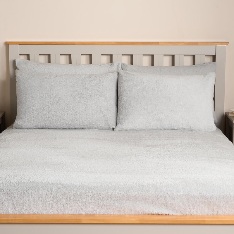 OHS Grey Teddy Bear Fleece Pillow Cases, Fluffy Pillowcase Fleece