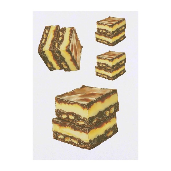 4 x 'Nanaimo Bars' Temporary Tattoos - Water Resistant, Skin-Safe,