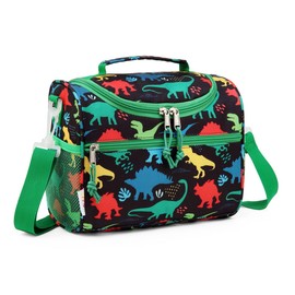 RAVUO Lunch Box Bag for Boys, Reusable Insulated Cute Thermal Meal Tote Kit for Toddler with Detachable Shoulder Strap for Daycare School Dinosaurs