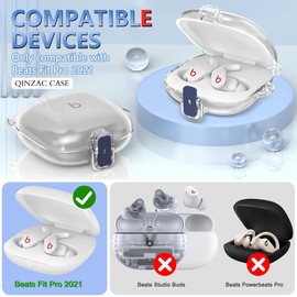 [Upgraded Security Lock] Protective Case Compatible with Beats Fit Pro, Suitable for Beats Fit Pro Soft TPU Protective Case Accessory with Anti-Lost Keychain/Wristband/Cleaning Pen (Clear)