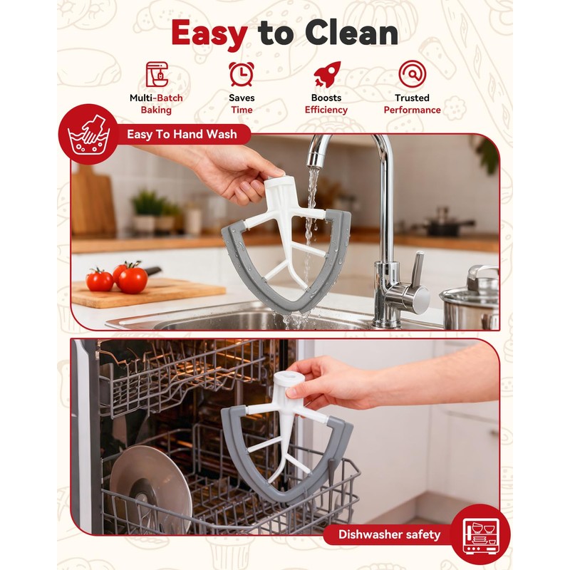 Flex Edge Beater Paddle for KitchenAid 4.5-5QT Tilt-Head Stand Mixer